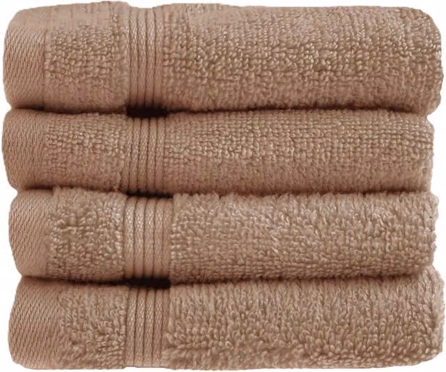 Allure Bath Fashions Luxury Egyptian Cotton Face Cloths, Pack of 4, Brown, W/D/H: 30 x 30 x 30 cm