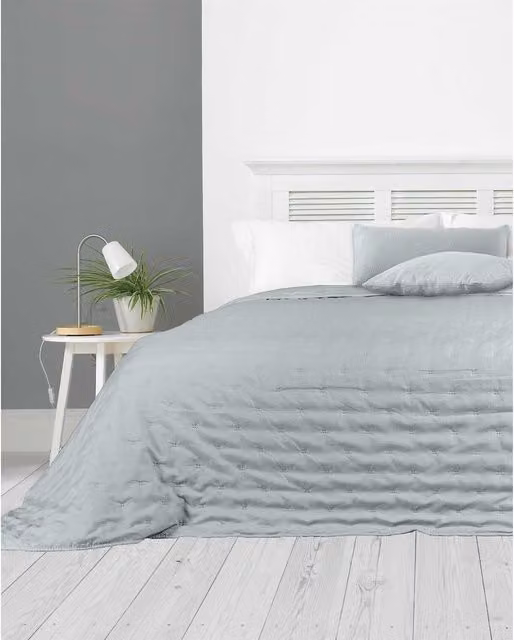 HomeSpace Direct Leon Grey Embossed Geometric Bedspread