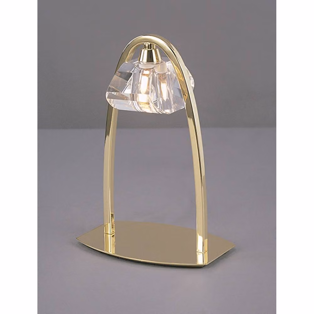 Netlighting Alfa Large Table Lamp with Crystal and Polished Brass in Gold – 2