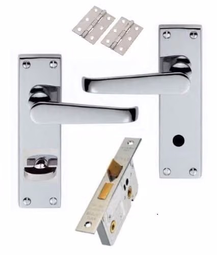 Golden Grace Victorian Door Handles Set in Polished Chrome