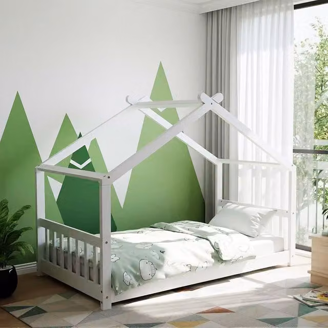 Kidsaw Jinsen Single Cottage Bed in White, W/D/H: 90 x 190 cm
