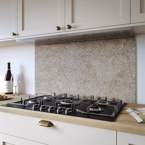 Bushboard Natural Terrain Kitchen Hob Splashback Panel, Beige Abstract Aluminium, W: 90 cm, H: 80 cm – 1