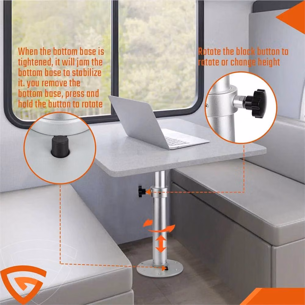 Nordara Silver Aluminium Telescopic Table Leg Pedestal for Campervans and Caravans – 3
