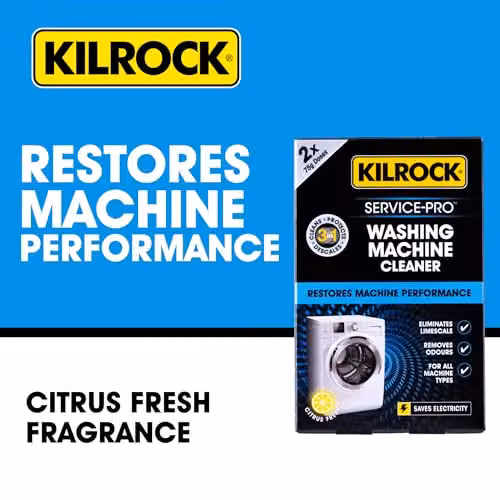 Kilrock Service Pro Washing Machine Descaler and Cleaner, Black, 2 x 75g – 2
