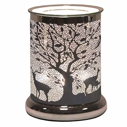Aroma Accessories Silhouette Electric Wax Melt Burner in Silver, Stag Design