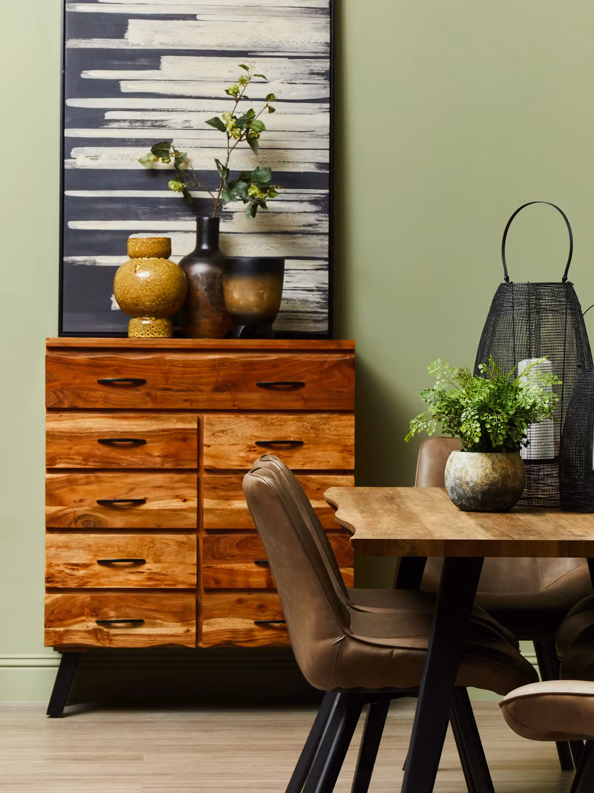 Orsina 9-Drawer Natural Acacia Wood Storage Chest with Black Metal Legs – 3