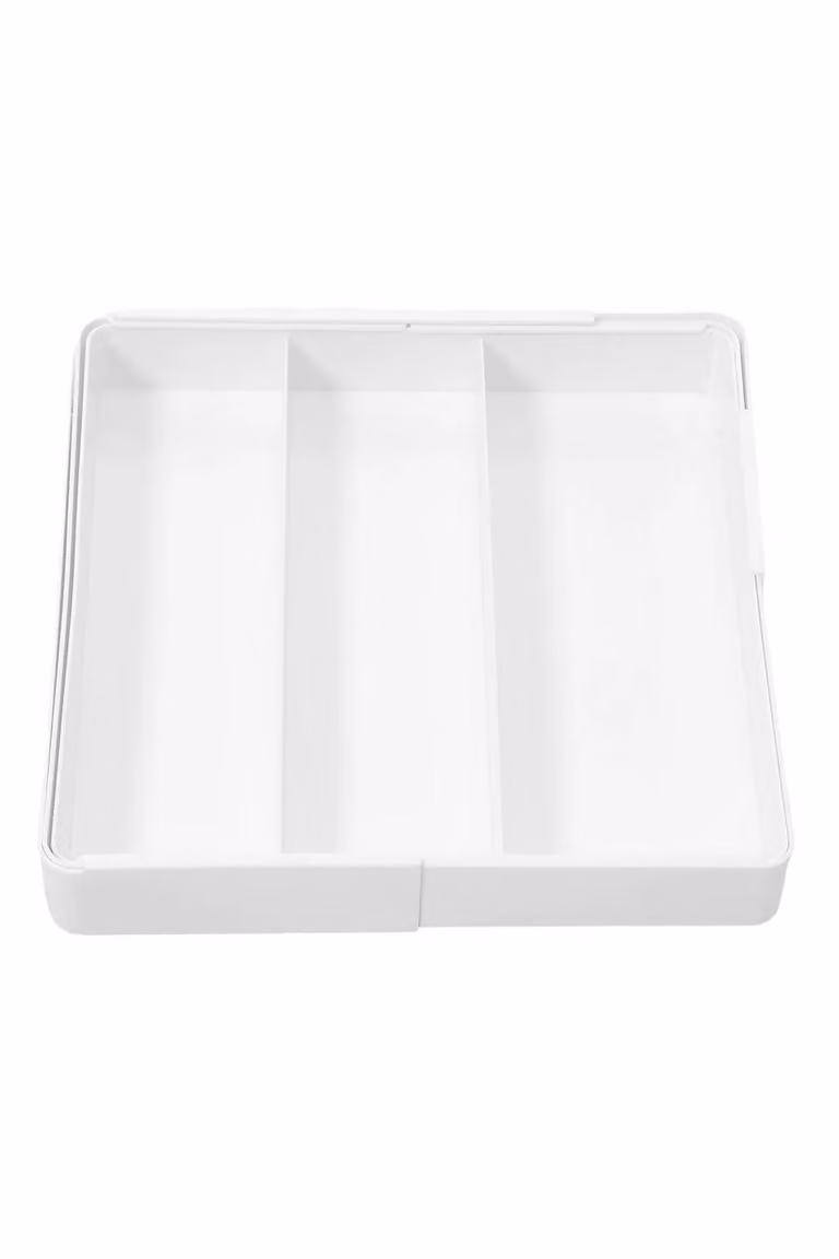 Living and Home 2-Layer Expandable 6-Grid Cutlery Tray Drawer Organiser in White