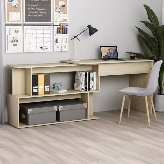 Berkfield Home Modern Corner Desk in Sonoma Oak Brown, W/D/H: 200 x 50 x 76 cm