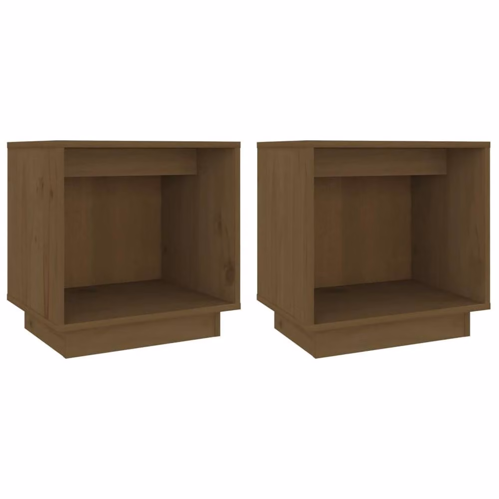 Berkfield Home Elegant Bedside Cabinets, 2 Piece Set, Honey Brown Solid Wood Pine, W/D/H: 40 x 30 x 40 cm – 2