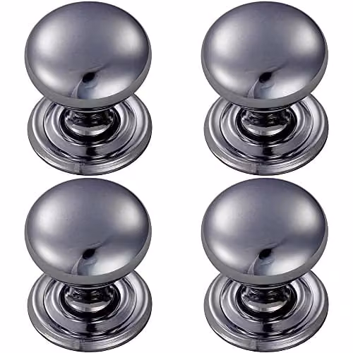 Loops 4 Pack Round Victorian Cupboard Door Knobs in Polished Chrome, 38mm Diameter – 1