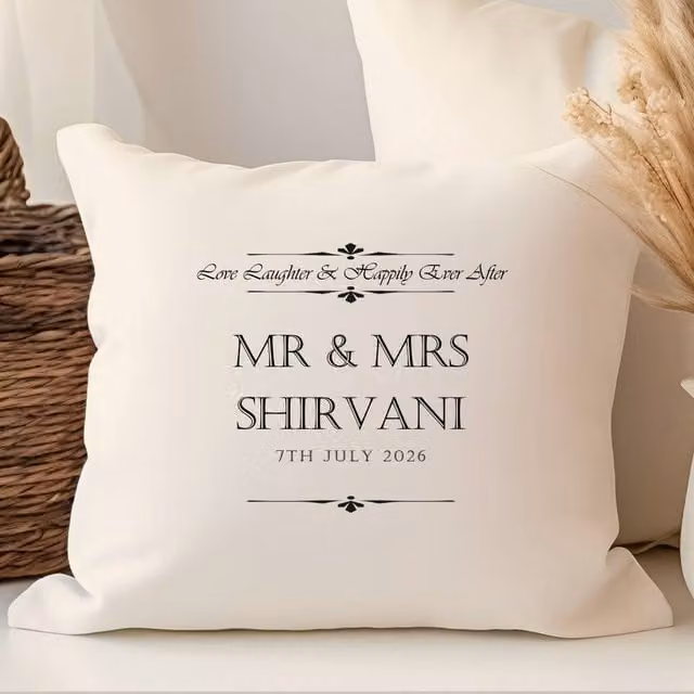 Aye Do Gifts Personalised Love Laughter Wedding Cushion in Beige, W/D/H: 40 x 40 x 1 cm – 1