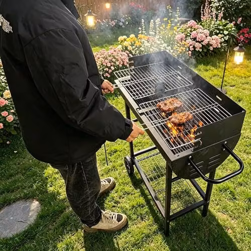 Gr8 Garden Half Barrel Dual Zone Charcoal BBQ Grill in Black – 5