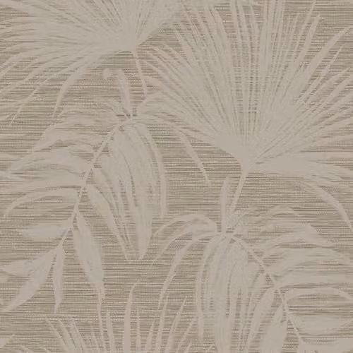 Holden Decor Botanical Grasscloth Textured Effect Floral Wallpaper in Taupe and Beige