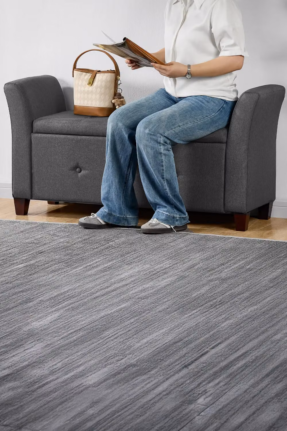 Vida Designs Seville Storage Ottoman in Dark Grey Velvet Fabric – 3