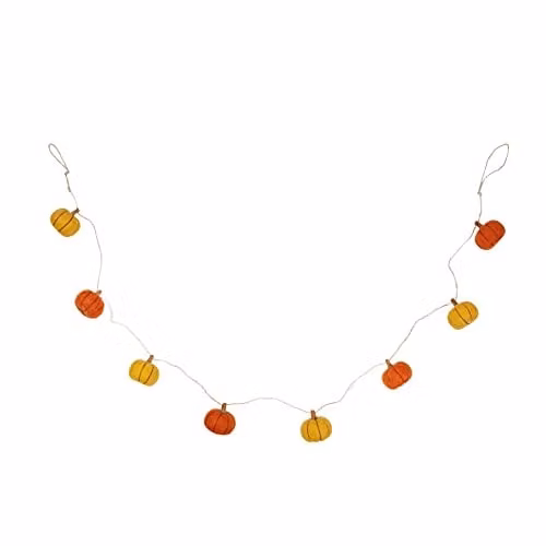 Lights4fun Orange and Brown Felt Pumpkin Autumn Halloween Hanging Garland Decoration – 2