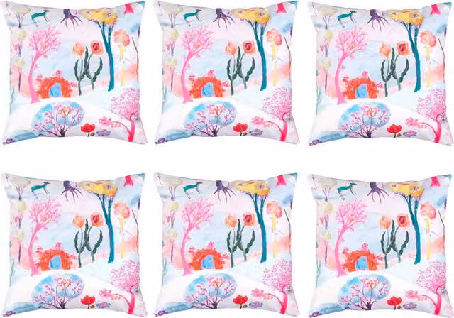 Gardenista Enchanted Floral Printed Outdoor Scatter Cushion Set of 6, Multicolour, Square