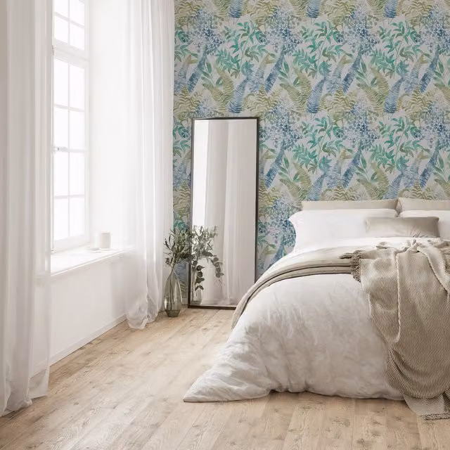 Superfresco Easy Temptation Blue Floral Botanical Scandinavian Non-Woven Wallpaper
