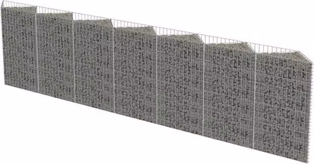 Berkfield Home Galvanised Steel Gabion Wall Raised Bed in Silver, W/D/H: 450 x 30 x 100 cm – 1