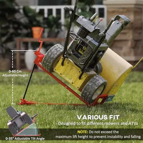 HOMCOM Folding Ride On Lawn Mower Jack Lift, Red Steel – 4