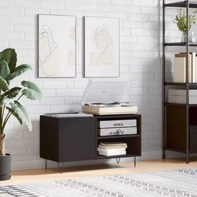 Berkfield Home Industrial Record Cabinet in Black, W/D/H: 85 x 38 x 48 cm