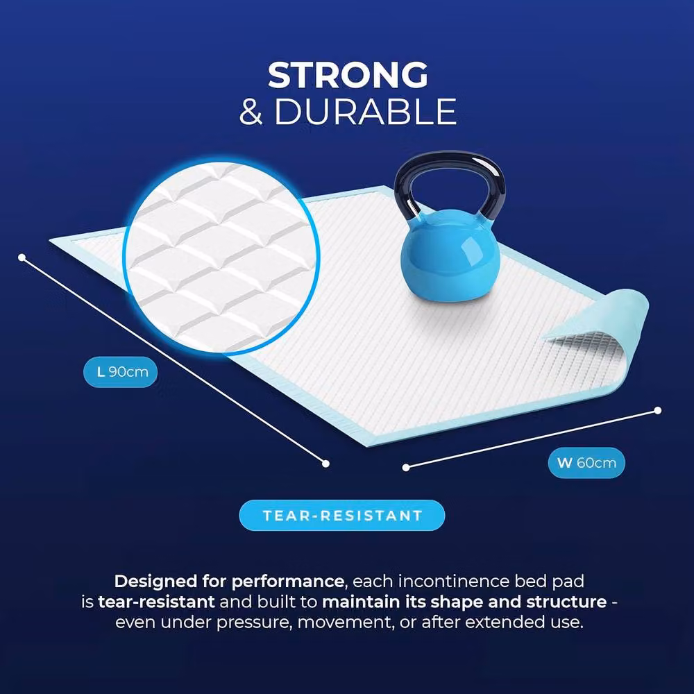 GATARN Disposable Incontinence Bed Pads for Adults and Babies, Blue, 30 Sheets, W: 60 cm, D: 90 cm – 7