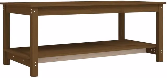 Berkfield Home Rustic Solid Wood Pine Coffee Table, Honey Brown, W: 110 cm, D: 55 cm, H: 45 cm – 1