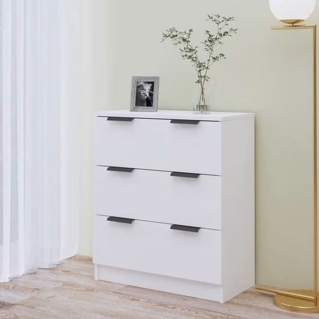 Berkfield Home White Modern Sideboard in Matt MDF, W/D/H: 60 x 30 x 70 cm