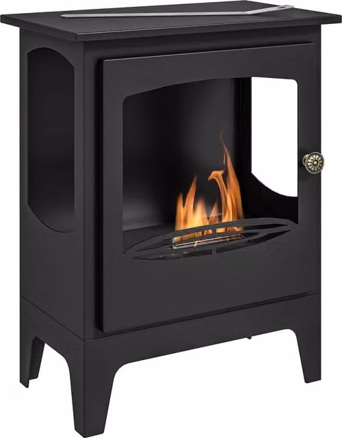 HOMCOM Freestanding Ethanol Fireplace with Stainless Steel Flame Snuffer and 1.2L Tank in Black and Silver