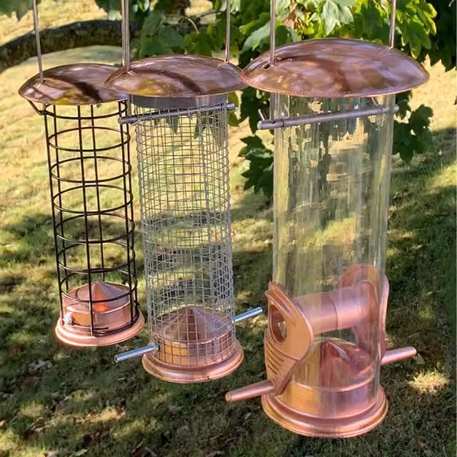 Selections Bronze Metal Hanging Bird Feeder for Seeds, Nuts and Fatballs