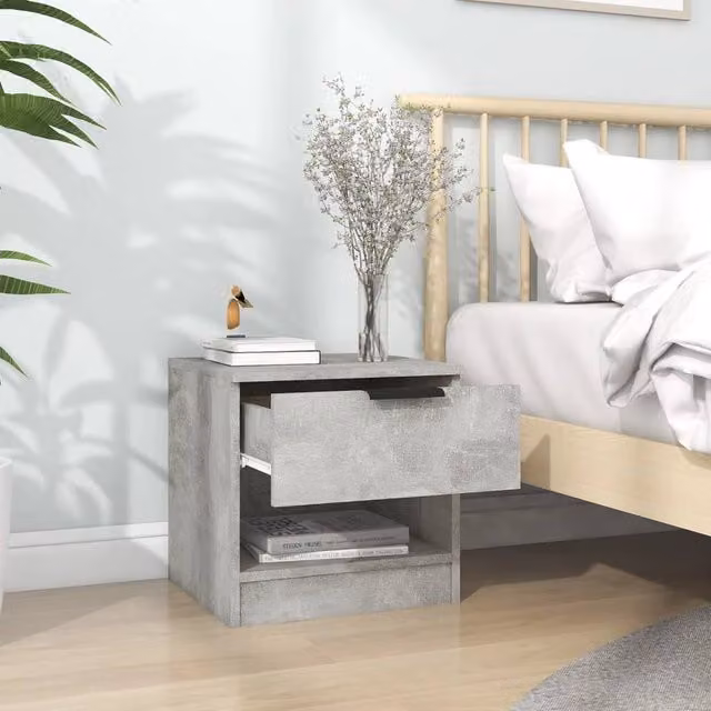 Berkfield Home Elegant Bedside Cabinets, 2 Piece Set in Concrete Grey Engineered Wood