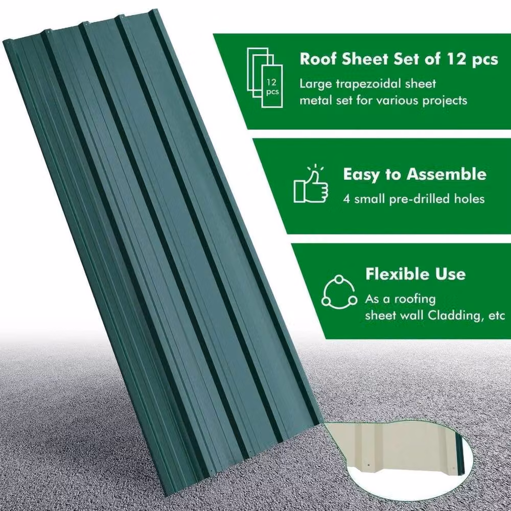 SPETLEK 24 Pack Green Corrugated Galvanised Steel Roof Sheets for Garage, Carport or Shed, W: 100 cm, L: 1300 cm – 2