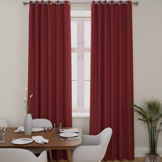 Terrys Amalfi Made to Measure Blackout Chenille Fabric Curtain Panel in Raspberry Pink/Red with Eyelets