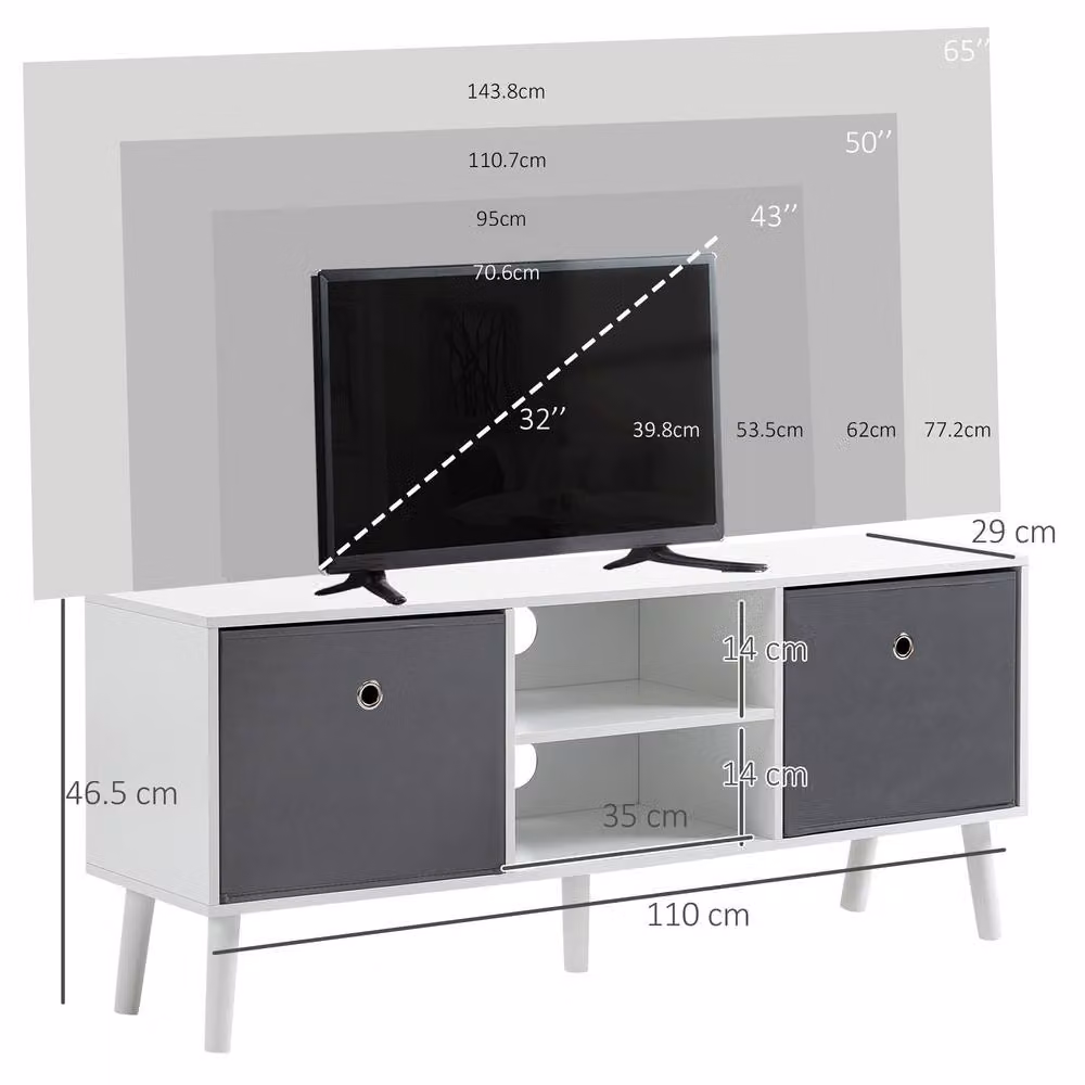 STILVORA White Wood TV Stand with Drawers and Shelves – 3