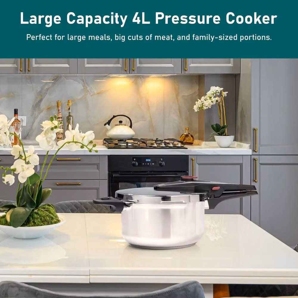 Havendro 4 Litre Stainless Steel Pressure Cooker with Dual Handles in Silver – 2