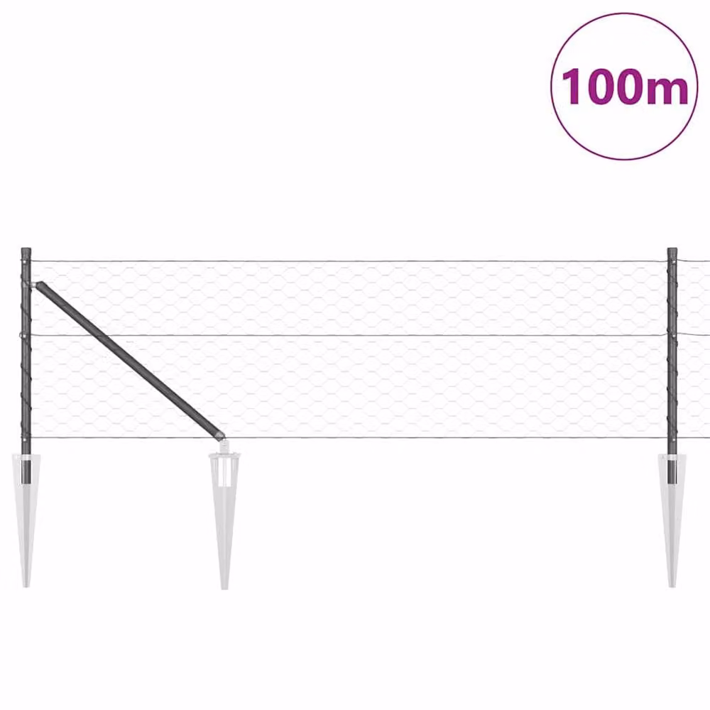 Berkfield Home Grey PVC Coated Hexagon Steel Fence – 2