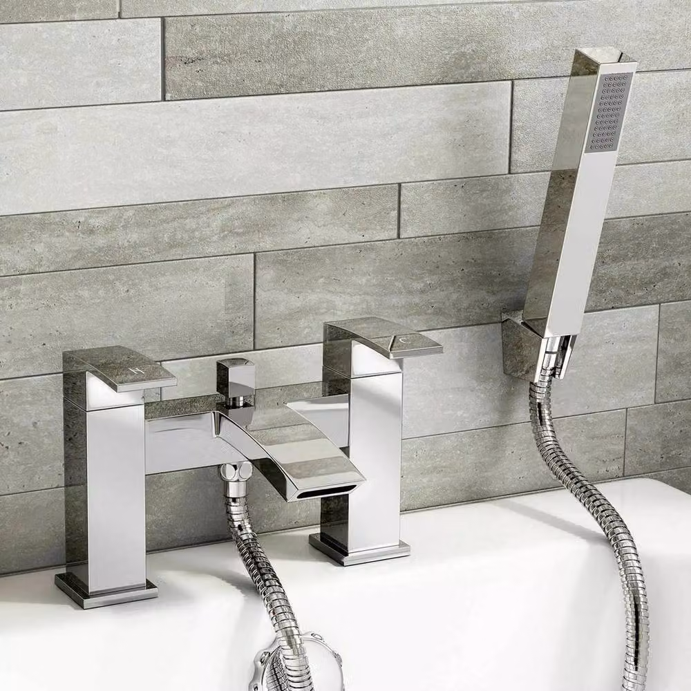 Kelvenix Luxury Two-Handle Bath Filler Shower Mixer Tap Set in Silver Chrome – 3