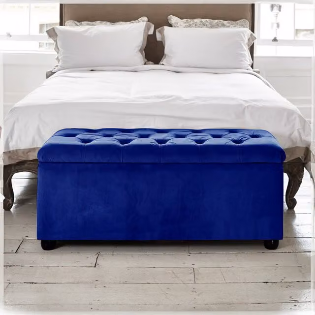 Paradise Furniture UK Chesterfield Ottoman Tufted Box in Royal Blue Velvet
