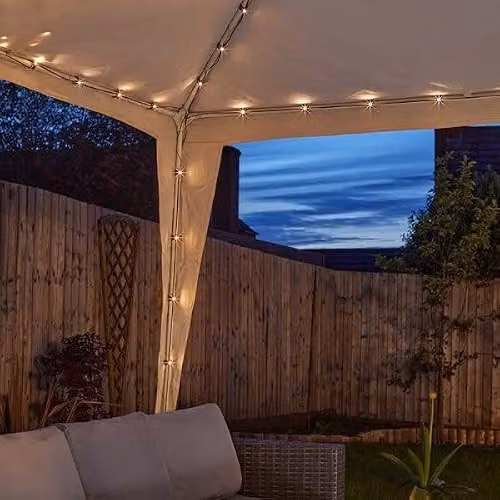Smart Garden Solar Powered 140 LED Gazebo String Lights in Black with Warm White Light – 1