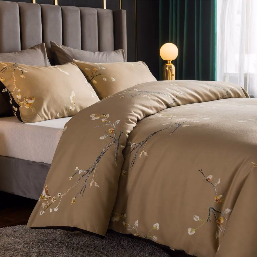Lazzaro Premium Brushed Microfibre Double Duvet Cover Set with Pillowcases in Black or Beige, W/D/H: 200 x 200 cm – 8