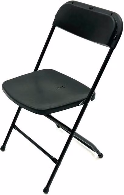 PAWNORA Black Stackable Folding Chairs with Matt Powder Coated Steel Frame