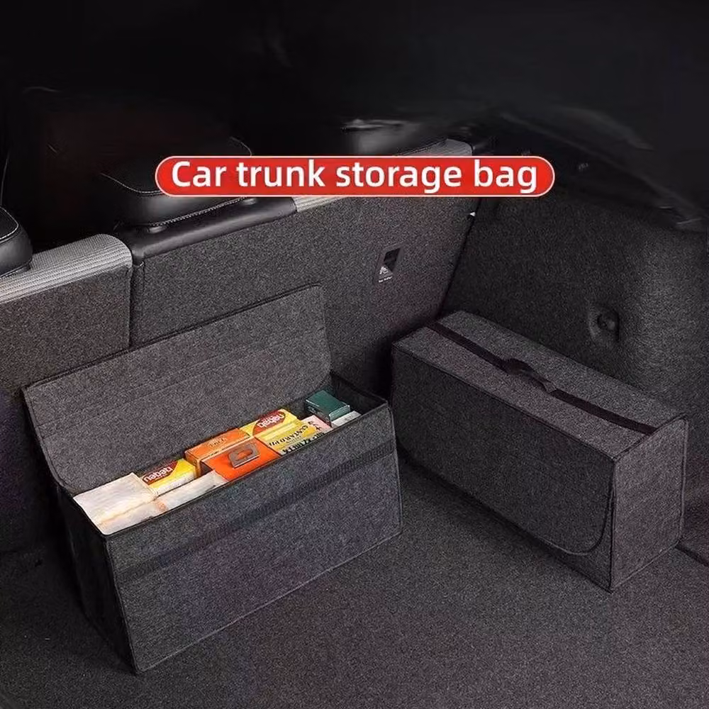Kelvenix Grey Felt Car Boot Organiser Non-Slip Storage Box – 5
