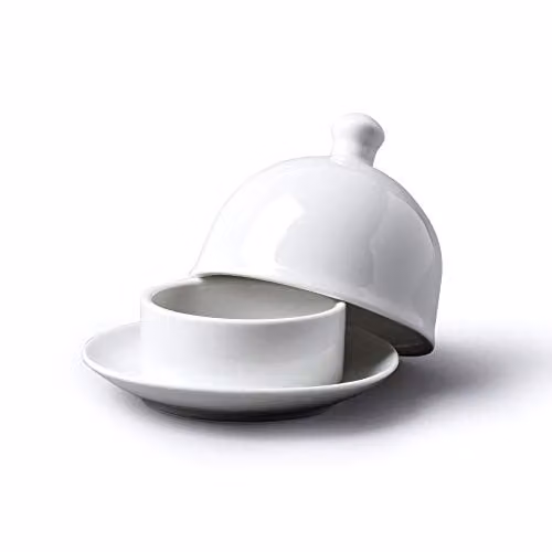 Wm Bartleet & Sons Traditional Porcelain Individual Butter Pat Pinch Bowl with Lid, White