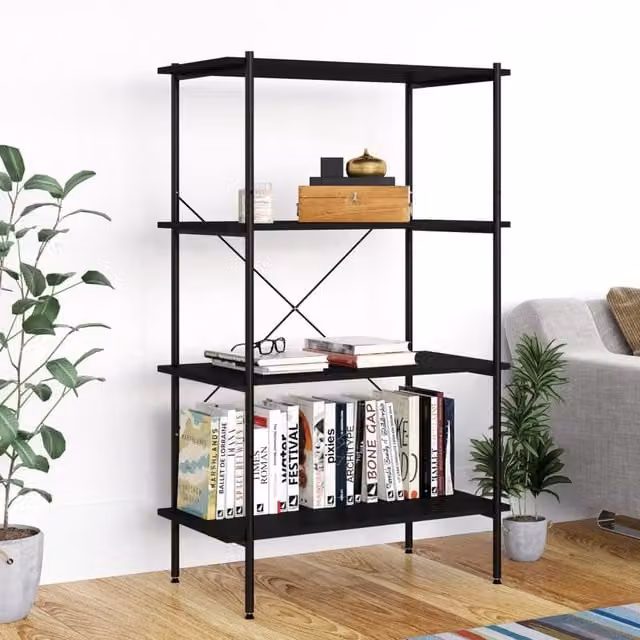 Berkfield Home 4-Tier Freestanding Shelving Unit in Black, W/D/H: 80 x 40 x 130 cm – 1