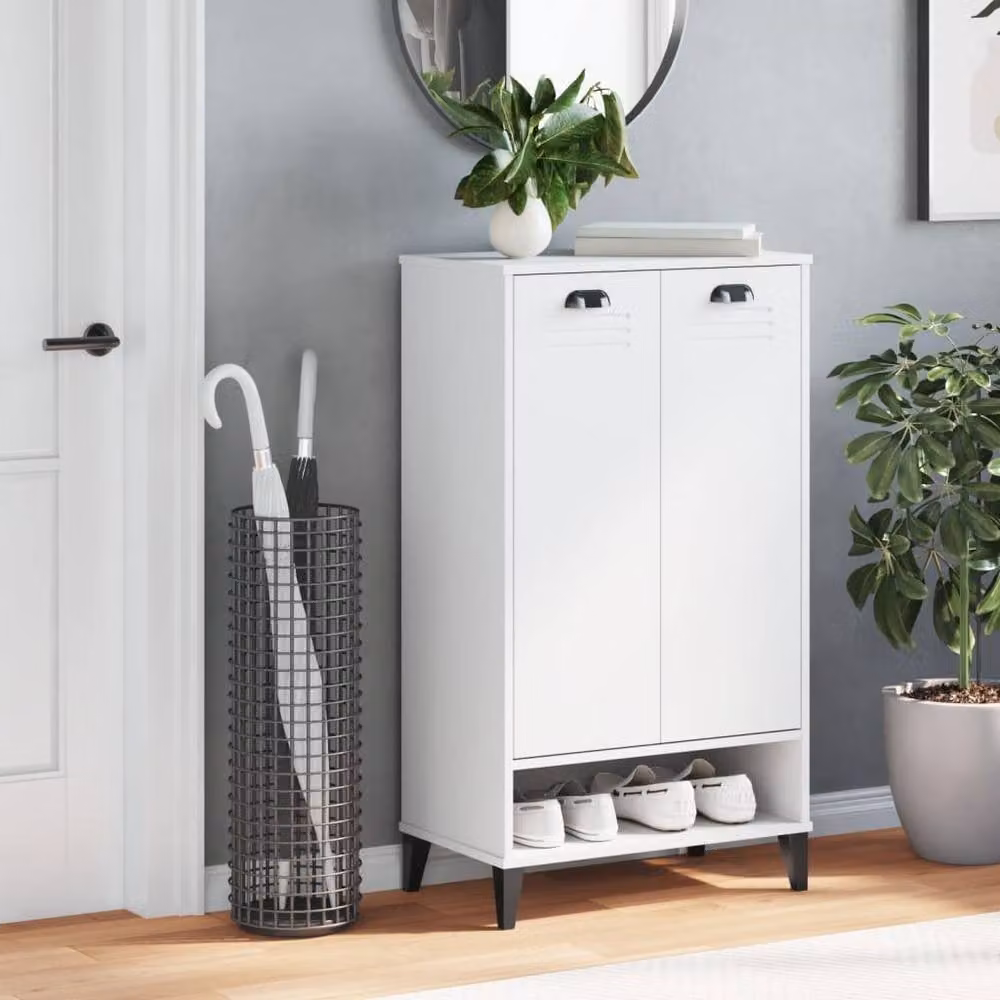 Berkfield Home VIKEN Wall Mounted Shoe Cabinet in White Matt Engineered Wood – 3