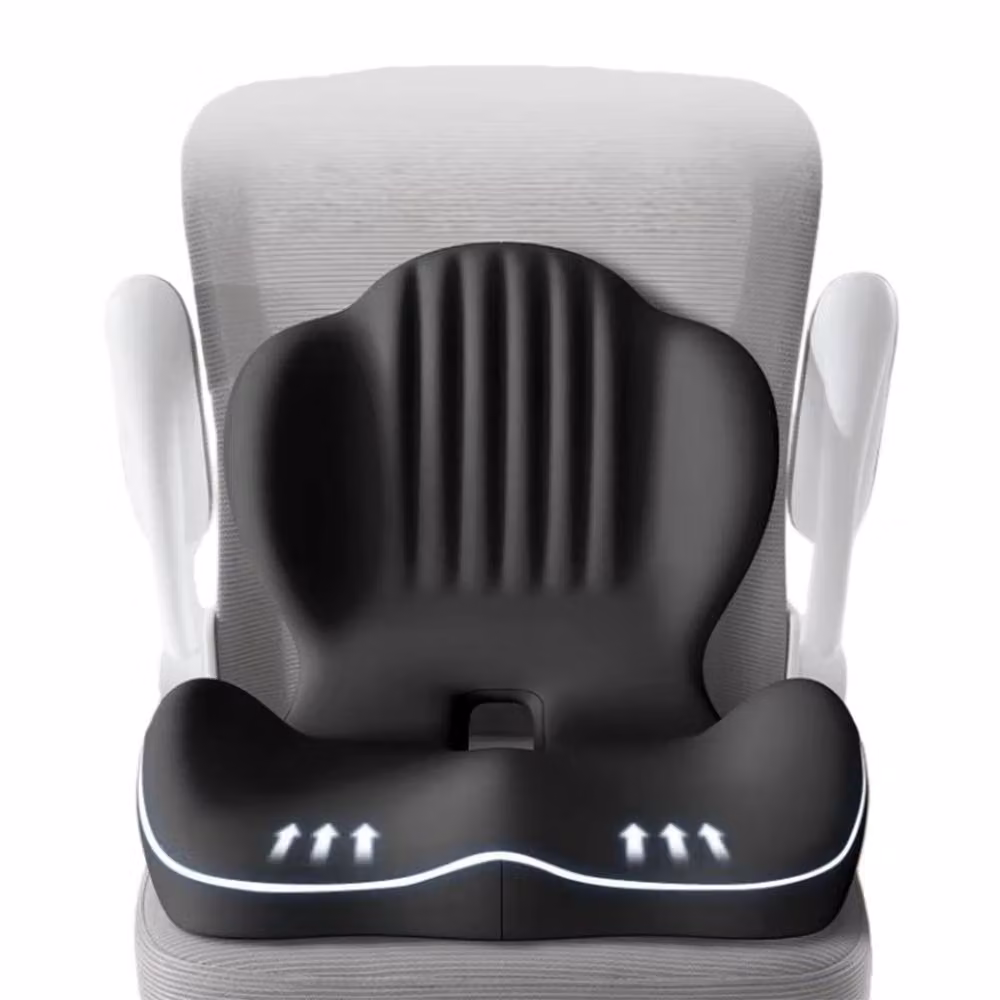 Ventryn 2-in-1 Ergonomic Memory Foam Back and Seat Cushion with Lumbar Support in Black – 5