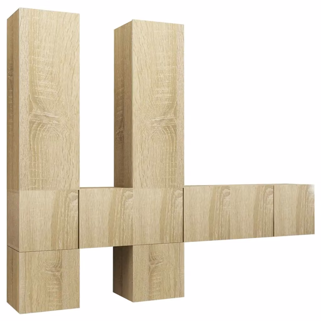 Berkfield Home 7 Piece Modern Sonoma Oak TV Cabinet Set in Brown – 2