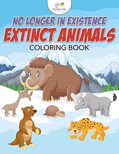 Kreative Kids No Longer in Existence: Extinct Animals Colouring Book, Multicolour, W: 27.94 cm, H: 27.94 cm