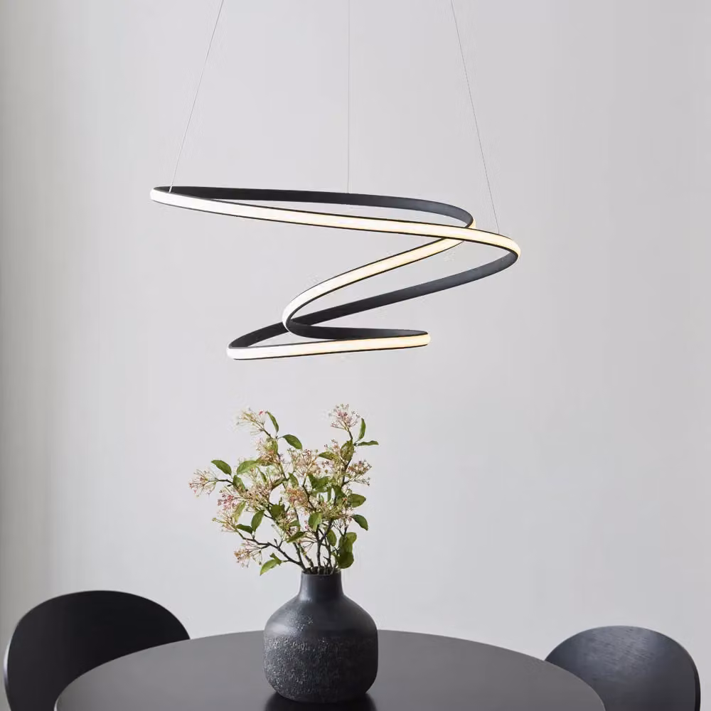 Loops LED Ceiling Pendant Light Fitting in Black and White with Dimmable Warm White Light – 2