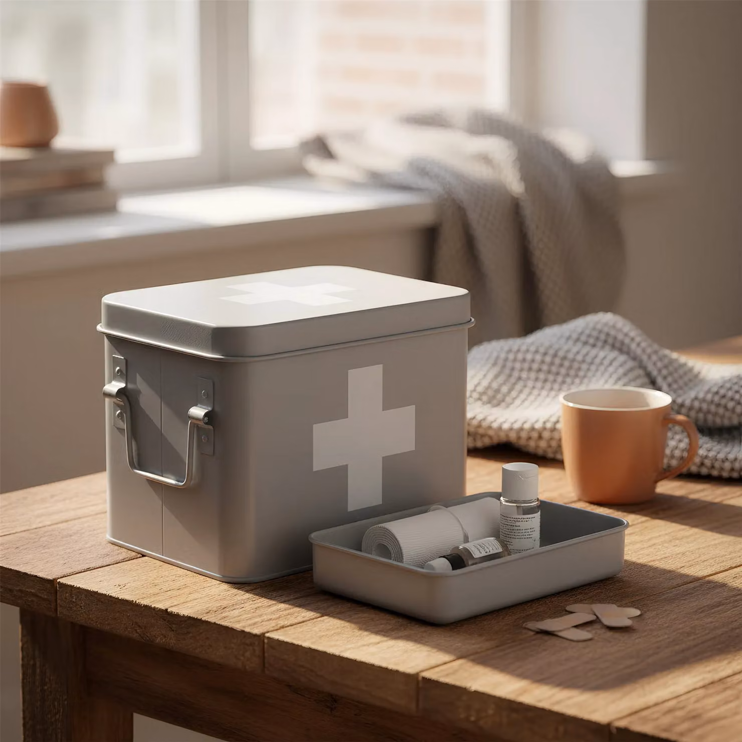 Harbour Housewares Vintage Metal First Aid Box in Grey with Handles – 5