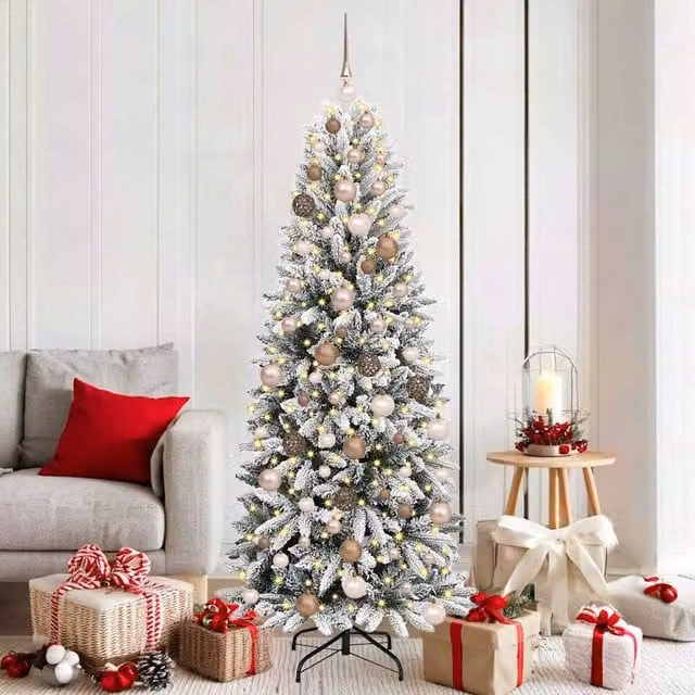 Berkfield Home Green Artificial Christmas Tree with 300 White LEDs, W/D/H: 73 x 73 x 180 cm